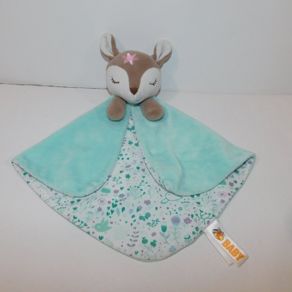 Bass Pro Baby Deer Fawn Brown Blue Plush Security Blanket Baby Lovey nunu